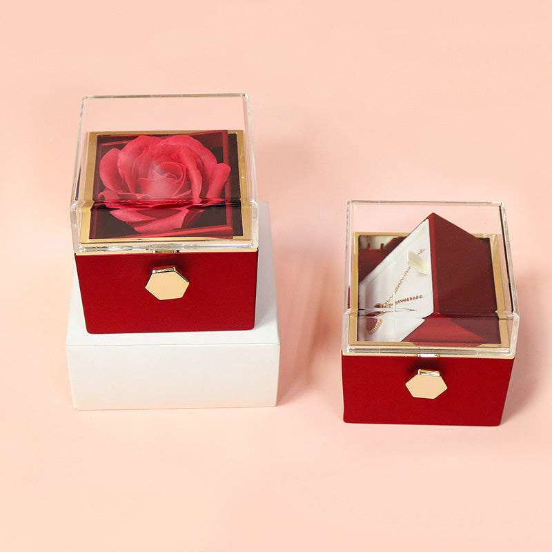 Rose à savon rotatif, boîte d'emballage | Cadeau de la Saint-Valentin pour femmes