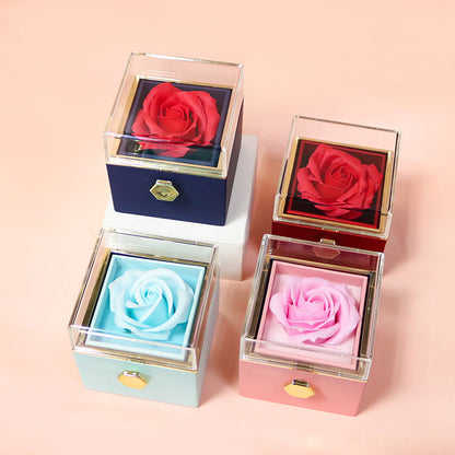 Rose à savon rotatif, boîte d'emballage | Cadeau de la Saint-Valentin pour femmes